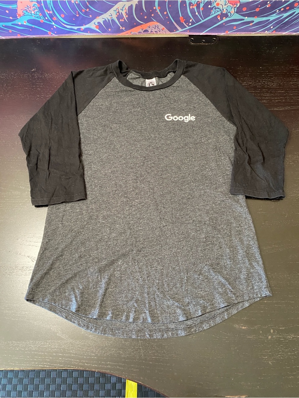Blank NYC Men’s Heather Gray and Black Raglan Tee with Google Logo